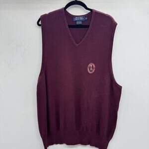 VTG 1999 POLO Golf Ralph Lauren Men's UP Open Pinehurst Sweater Vest Sz XXL Red
